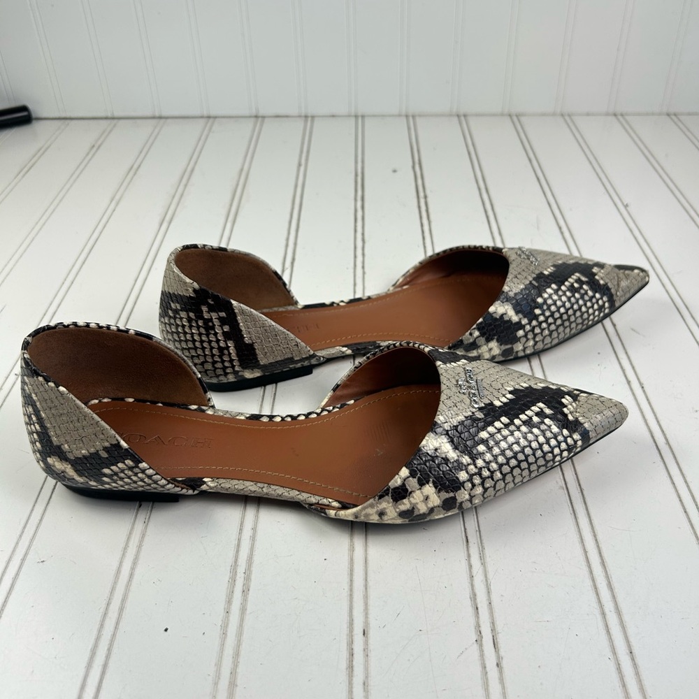 Coach Leather Pointy Toe Flats Natural (Snake) Womenโs Size 10 - Picture 11 of 11